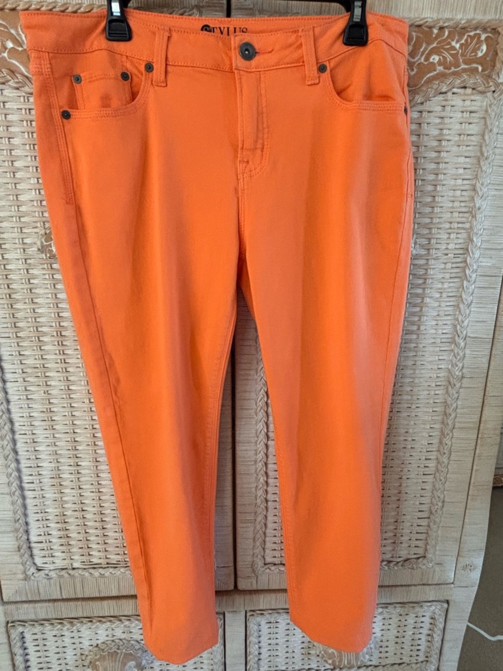STYLUS Bright Orange Denim Waistband Detail Sz. 14 - Picture 2 of 7